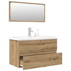 Ensemble de meubles salle de bain 3 pcs bois d'ingénierie