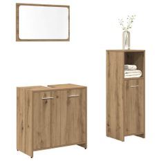 Ensemble de meubles salle de bain 3 pcs bois d'ingénierie