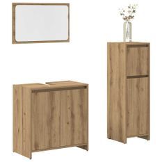 Ensemble de meubles salle de bain 3 pcs bois d'ingénierie