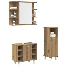 Ensemble de meubles salle de bain 3 pcs bois d'ingénierie