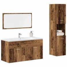 Ensemble de meubles salle de bain 3 pcs bois d'ingénierie