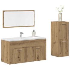 Ensemble de meubles salle de bain 3 pcs bois d'ingénierie