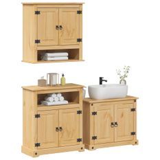 Ensemble de meubles salle de bain 3 pcs Corona bois pin massif