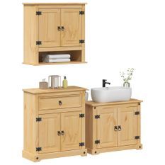 Ensemble de meubles salle de bain 3 pcs Corona bois pin massif