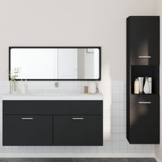 Ensemble de meubles salle de bain 3 pcs noir bois d'ingénierie