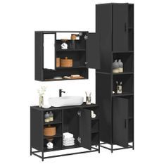 Ensemble de meubles salle de bain 3 pcs noir bois d'ingénierie