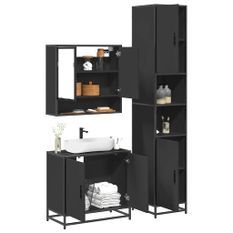 Ensemble de meubles salle de bain 3 pcs noir bois d'ingénierie