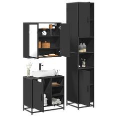 Ensemble de meubles salle de bain 3 pcs noir bois d'ingénierie