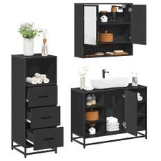 Ensemble de meubles salle de bain 3 pcs noir bois d'ingénierie