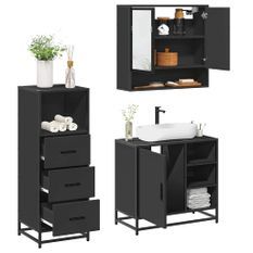 Ensemble de meubles salle de bain 3 pcs noir bois d'ingénierie