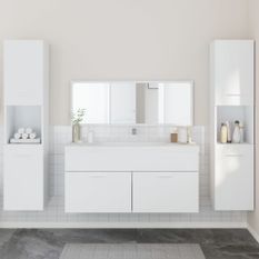 Ensemble de meubles salle de bain 4 pcs blanc bois d'ingénierie