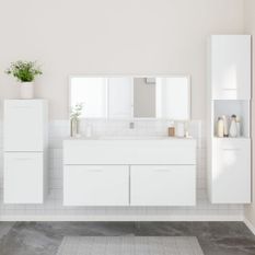 Ensemble de meubles salle de bain 4 pcs blanc bois d'ingénierie