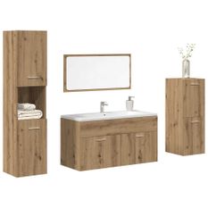 Ensemble de meubles salle de bain 4 pcs bois d'ingénierie
