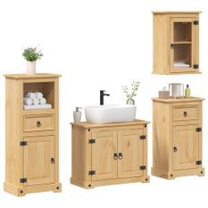 Ensemble de meubles salle de bain 4 pcs Corona bois pin massif