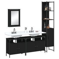 Ensemble de meubles salle de bain 4 pcs noir bois d'ingénierie