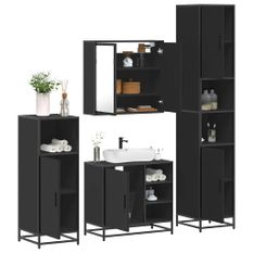 Ensemble de meubles salle de bain 4 pcs noir bois d'ingénierie