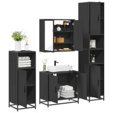 Ensemble de meubles salle de bain 4 pcs noir bois d'ingénierie