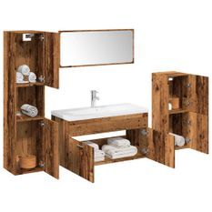 Ensemble de meubles salle de bain 5 pcs bois d'ingénierie