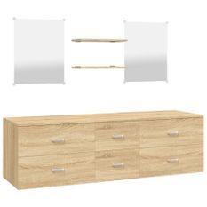 Ensemble de meubles salle de bain 5 pcs chêne bois d'ingénierie