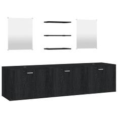 Ensemble de meubles salle de bain 6 pcs noir bois d'ingénierie