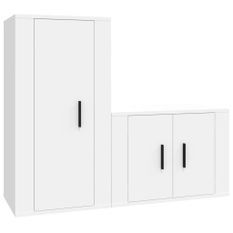 Ensemble de meubles TV 2 pcs Blanc Bois d'ingénierie