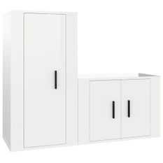 Ensemble de meubles TV 2 pcs blanc brillant bois d'ingénierie