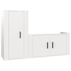 Ensemble de meubles TV 2 pcs blanc brillant bois d'ingénierie