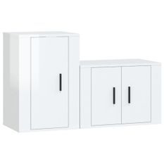 Ensemble de meubles TV 2 pcs blanc brillant bois d'ingénierie