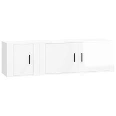 Ensemble de meubles TV 2 pcs blanc brillant bois d'ingénierie