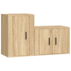 Ensemble de meubles TV 2 pcs chêne sonoma bois d'ingénierie