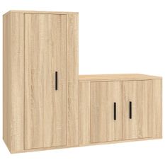 Ensemble de meubles TV 2 pcs chêne sonoma bois d'ingénierie