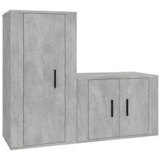 Ensemble de meubles TV 2 pcs gris béton bois d'ingénierie