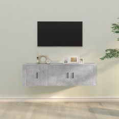 Ensemble de meubles TV 2 pcs gris béton bois d'ingénierie