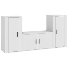 Ensemble de meubles TV 3 pcs Blanc Bois d'ingénierie