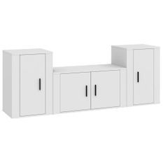 Ensemble de meubles TV 3 pcs Blanc Bois d'ingénierie