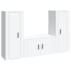 Ensemble de meubles TV 3 pcs Blanc Bois d'ingénierie