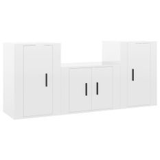 Ensemble de meubles TV 3 pcs Blanc brillant Bois d'ingénierie