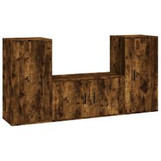 Ensemble de meubles TV 3 pcs Chêne fumé Bois d'ingénierie