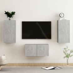 Ensemble de meubles TV 3 pcs Gris béton 7