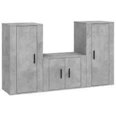 Ensemble de meubles TV 3 pcs Gris béton Bois d'ingénierie