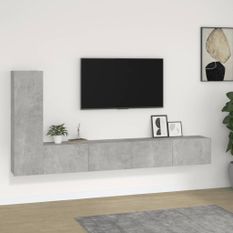 Ensemble de meubles TV 3 pcs Gris béton Bois d'ingénierie