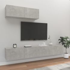 Ensemble de meubles TV 3 pcs Gris béton Bois d'ingénierie