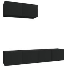 Ensemble de meubles TV 3 pcs Noir Bois d'ingénierie