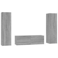 Ensemble de meubles TV 3 pcs Sonoma gris Bois d'ingénierie