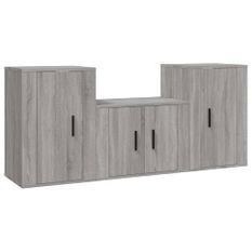 Ensemble de meubles TV 3 pcs Sonoma gris Bois d'ingénierie