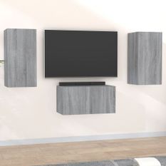 Ensemble de meubles TV 3 pcs Sonoma gris Bois d'ingénierie