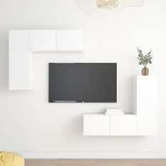 Ensemble de meubles TV 4 pcs Blanc 6