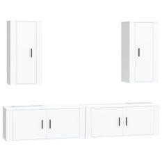 Ensemble de meubles TV 4 pcs Blanc Bois d'ingénierie