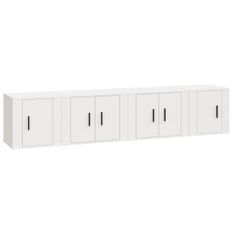 Ensemble de meubles TV 4 pcs Blanc Bois d'ingénierie