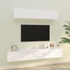 Ensemble de meubles TV 4 pcs Blanc Bois d'ingénierie